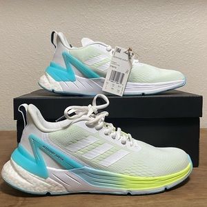 NEW White Adidas Response Super with blue and green. Size 7 never worn